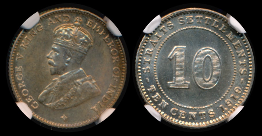 Straits Settlements KGV 10c 1919 NGC (1 of 1)