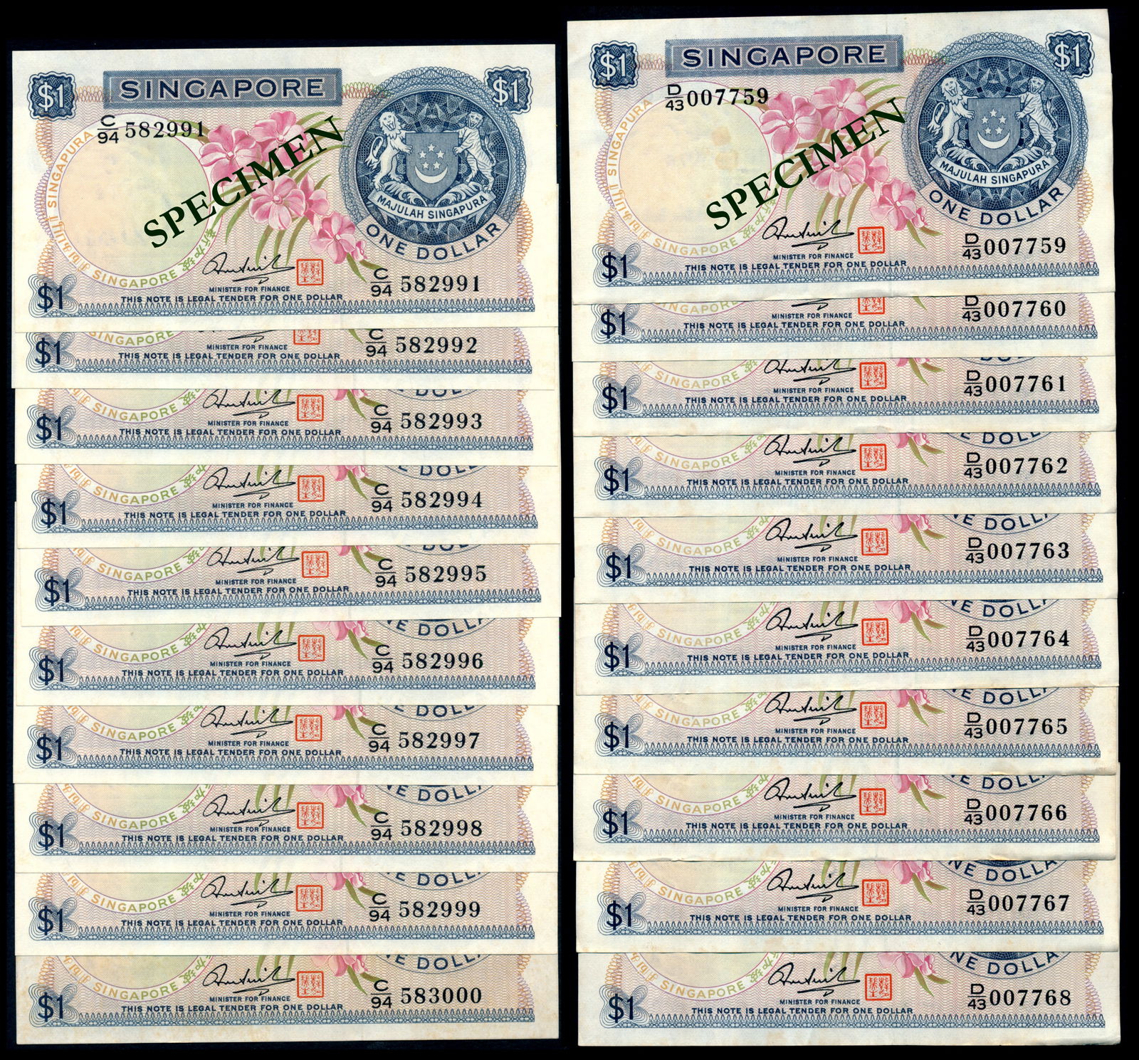Singapore 20x$1 1972 HSS w/seal (1 of 1)