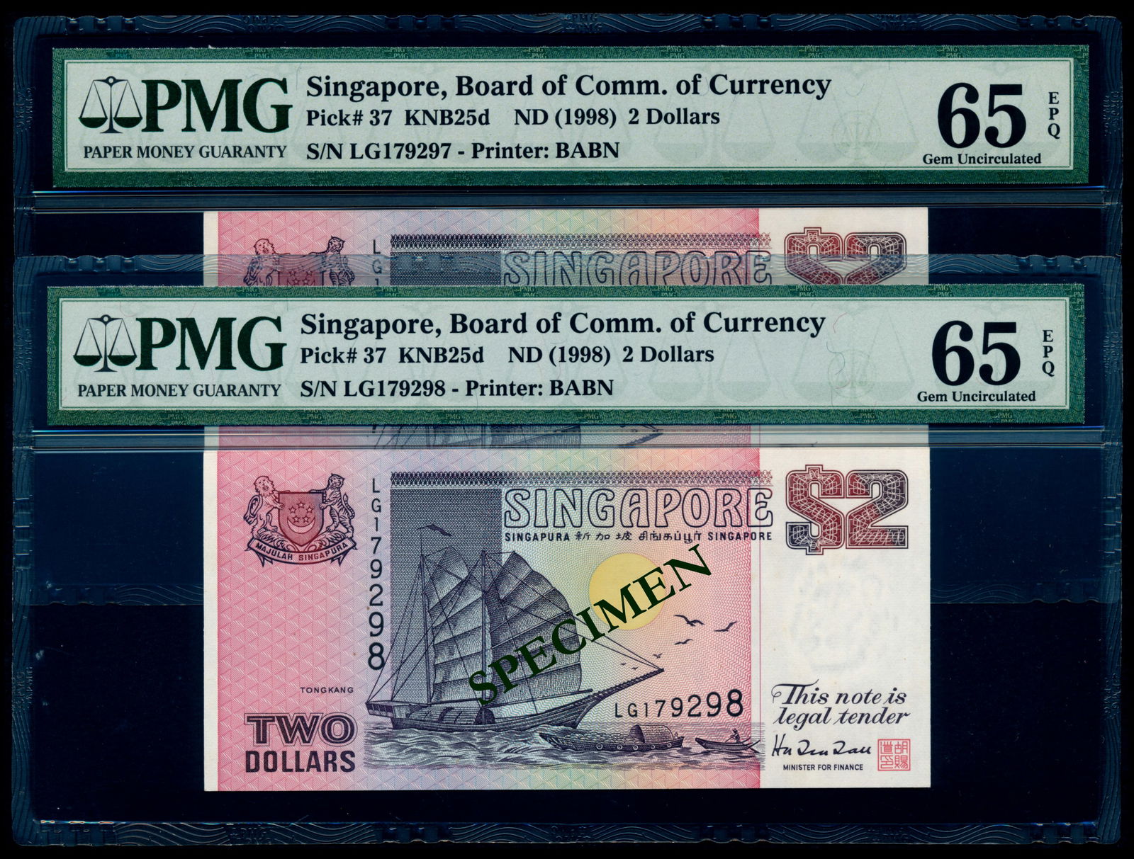 Singapore 2x$2 1998 ship replacement (1 of 1)