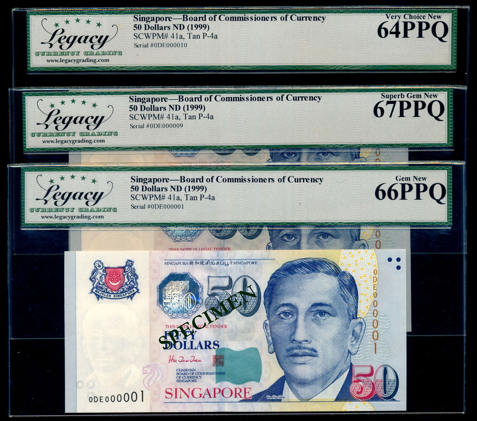 Singapore $50 1999 HTT 0DE 000001-10 (1 of 1)