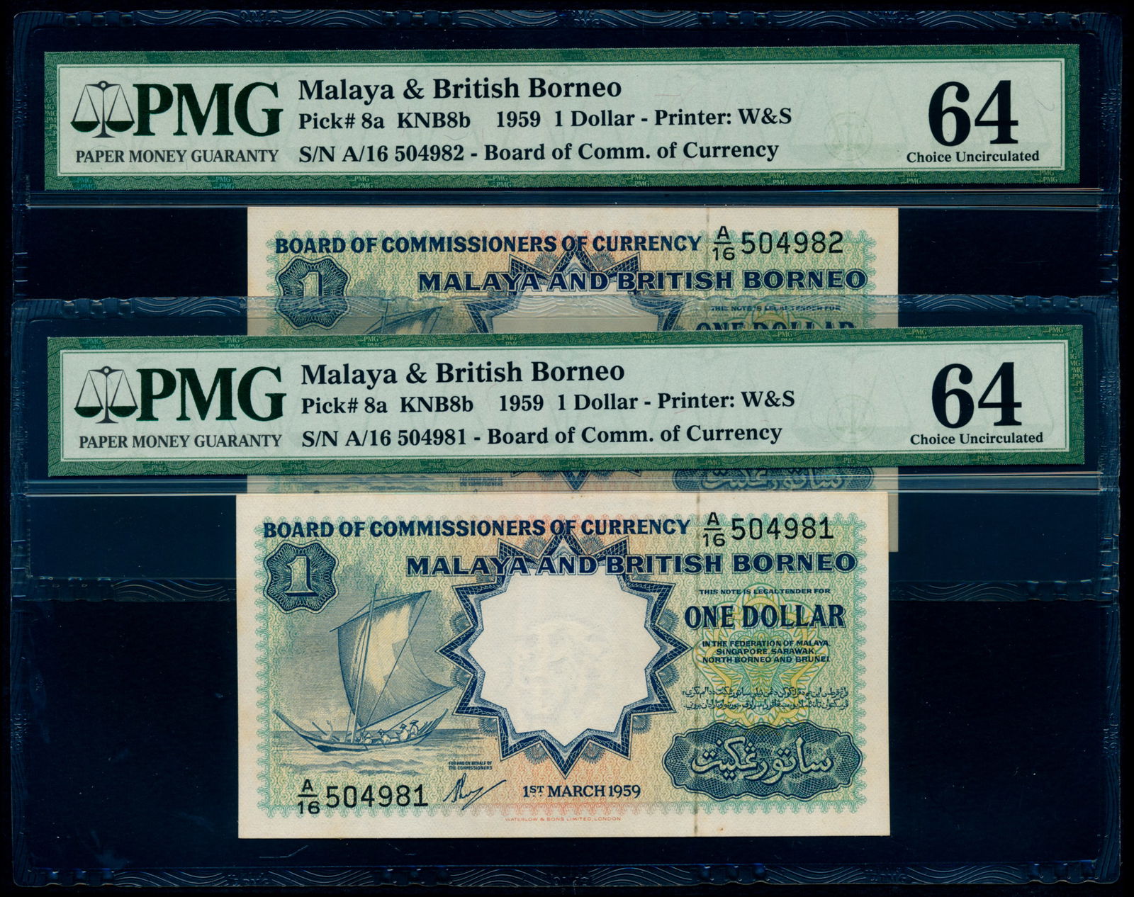 Malaya Br Borneo 2x$1 1959 sailing boat W&S (1 of 1)