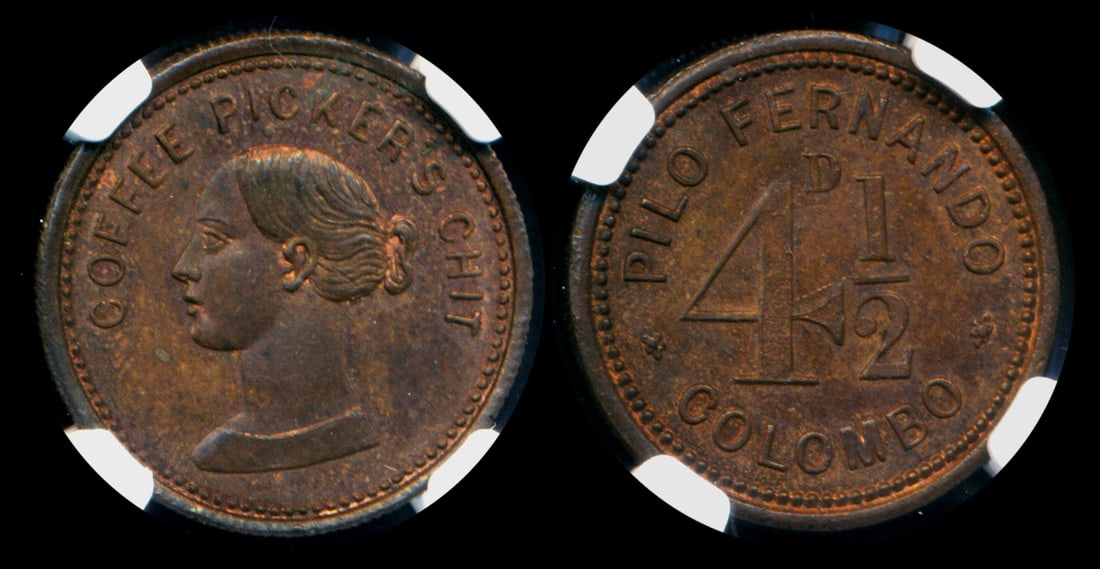 Ceylon 4-1/2 Pence undated NGC MS63BN (1 of 1)