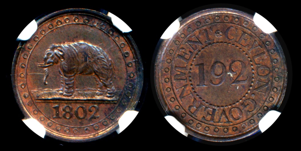 Ceylon 1/192 Rixdollar 1802 NGC MS61BN (1 of 1)