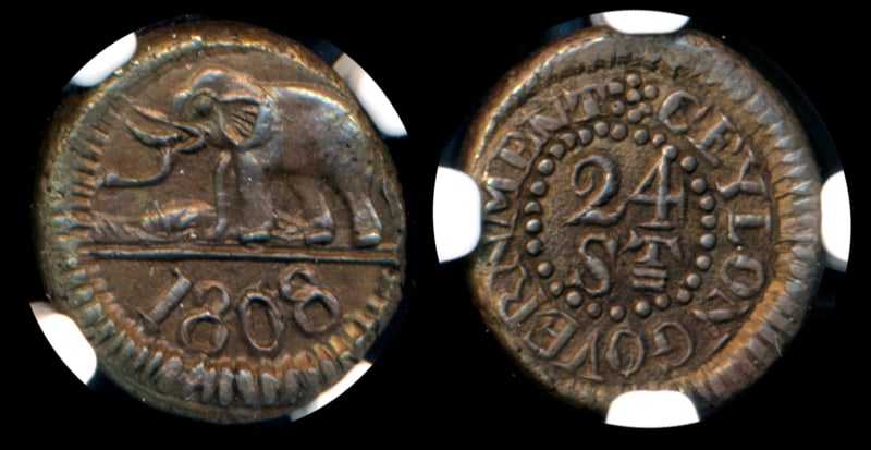 Ceylon 24 Stivers 1808 NGC MS62 (1 of 1)