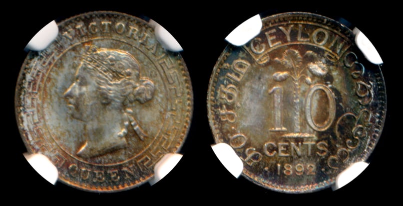 Ceylon QV 10c 1892 NGC MS66 (1 of 1)