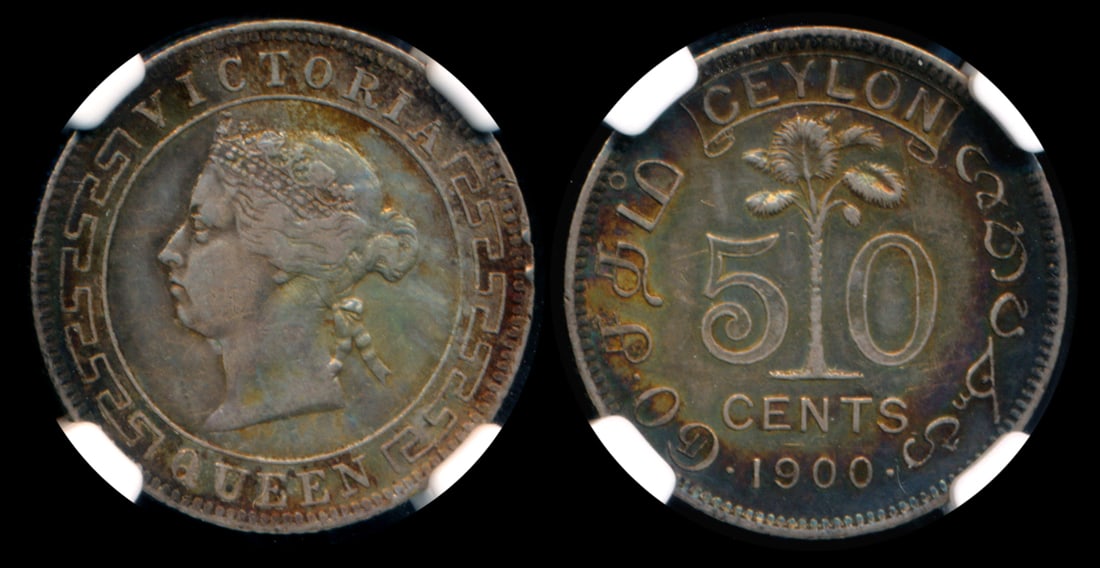 Ceylon QV 50c 1900 NGC XF40 (1 of 1)