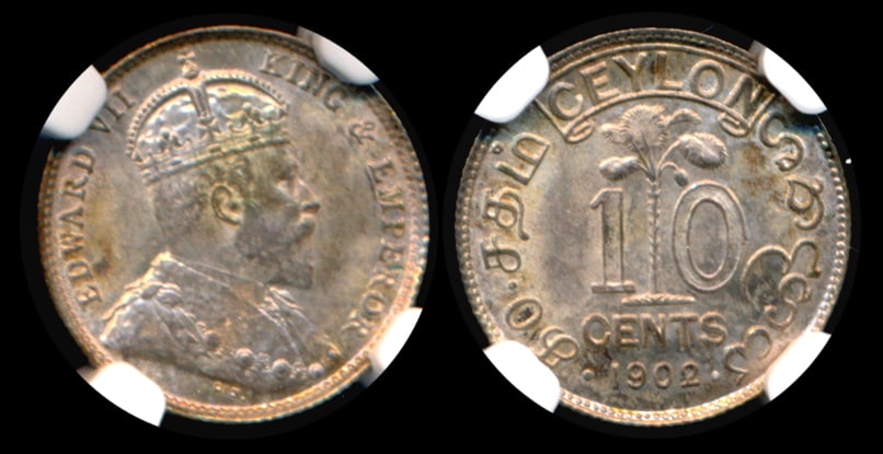 Ceylon KEVII 10c 1902 NGC MS64 (1 of 1)
