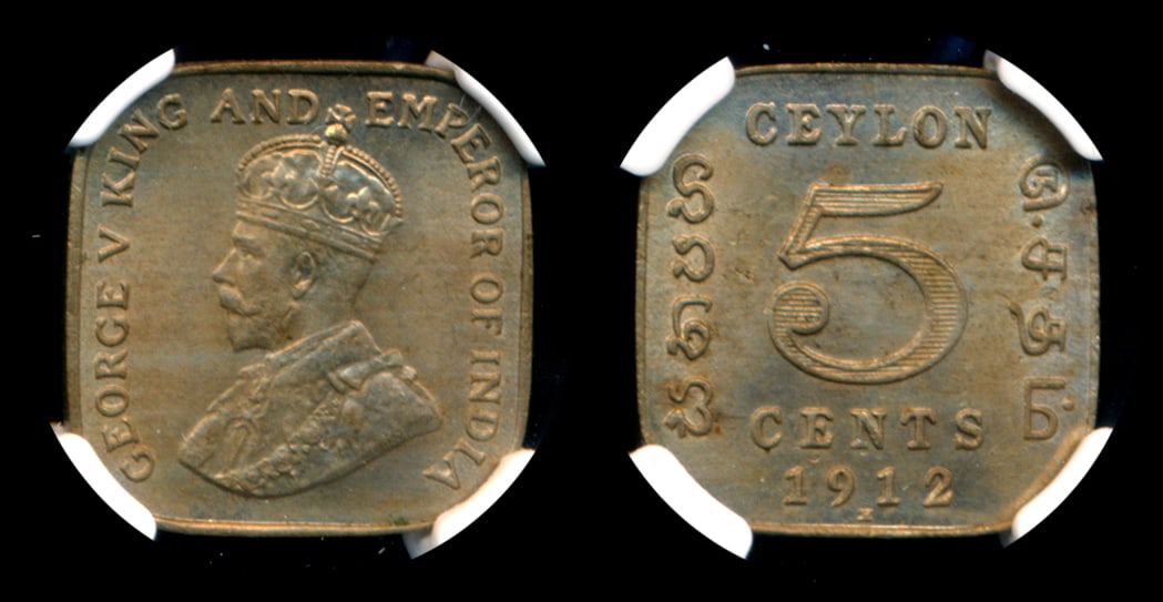 Ceylon KGV 5c 1912H NGC MS63 (1 of 1)