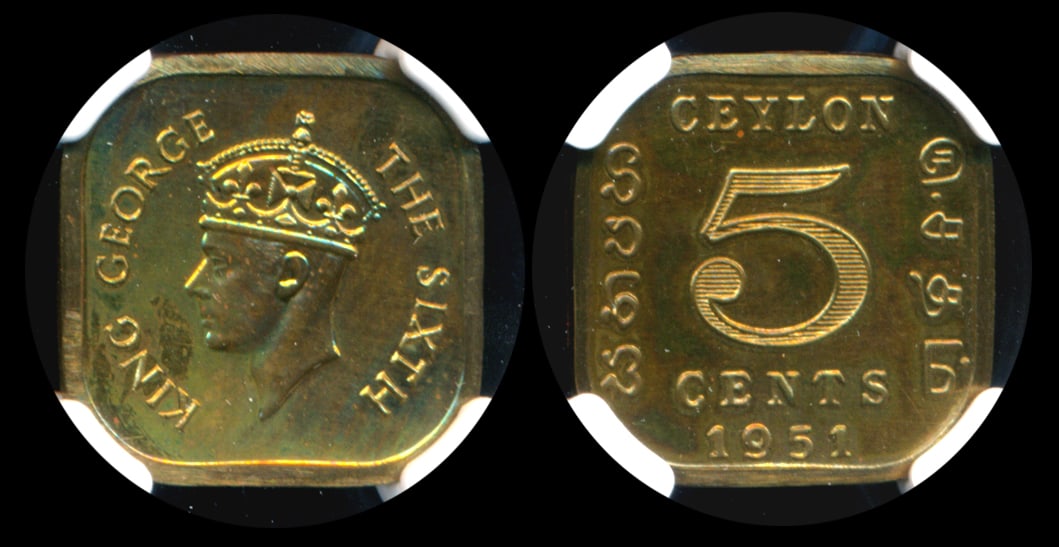 Ceylon KGVI 5c 1951 proof restrike NGC PF63 (1 of 1)