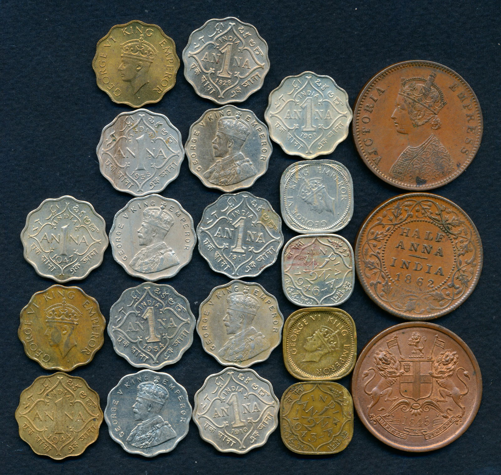 21 India British India 1/2 Anna 1845-1947 (1 of 1)