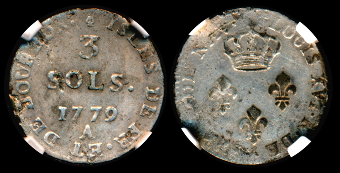 Isle De Bourbon 3 Sols 1779A NGC (1 of 1)