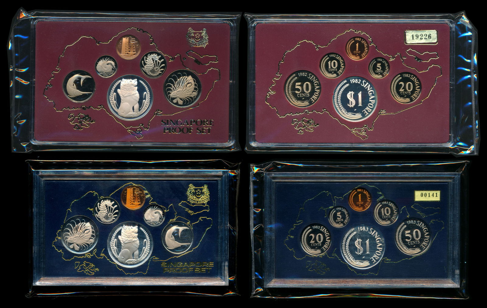 Singapore 1c-$1 1982 1983 proof sets (1 of 1)