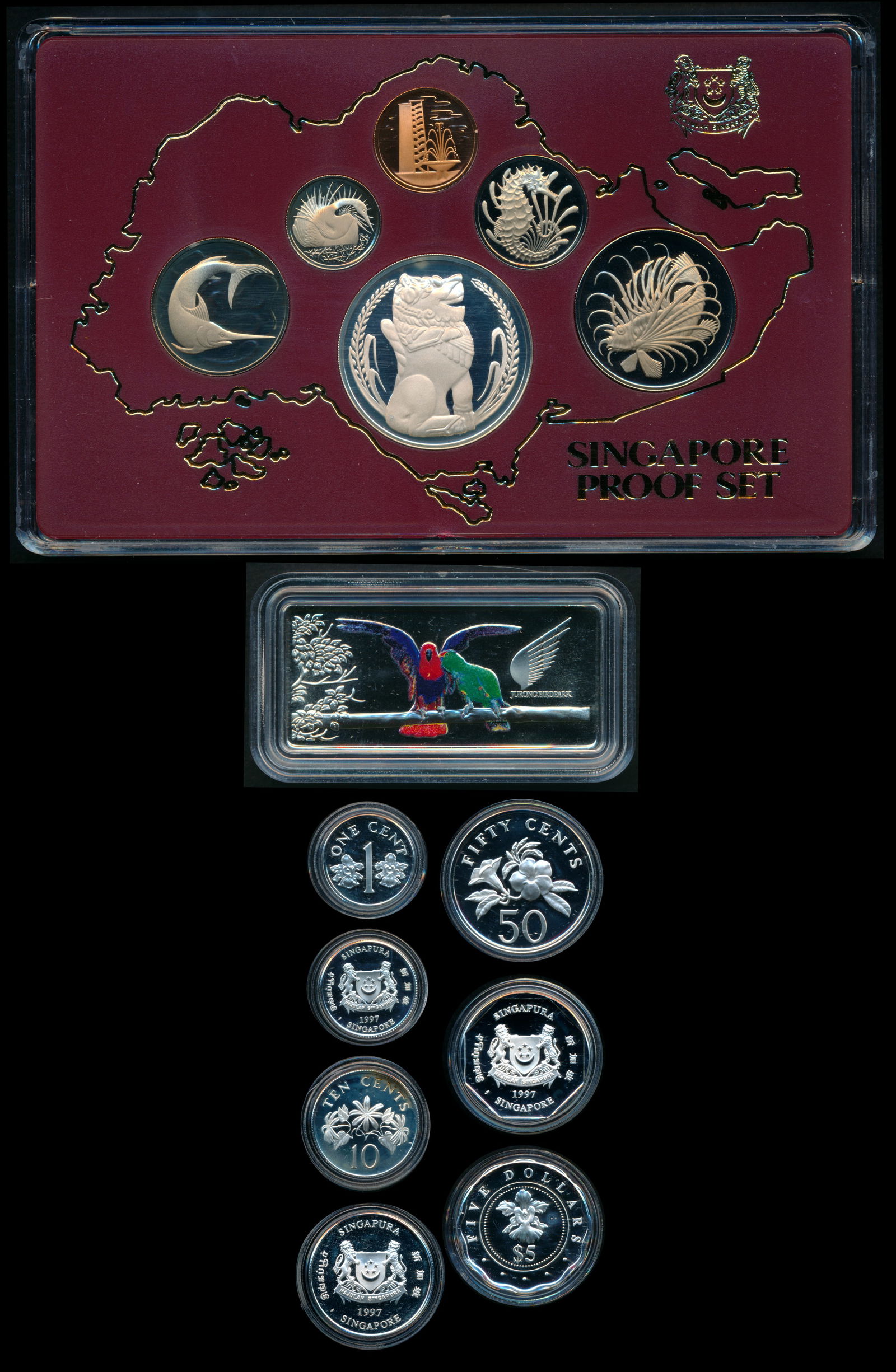 2 Singapore 1c-$1 1982 1c-$5 1997 Proof Set (1 of 1)