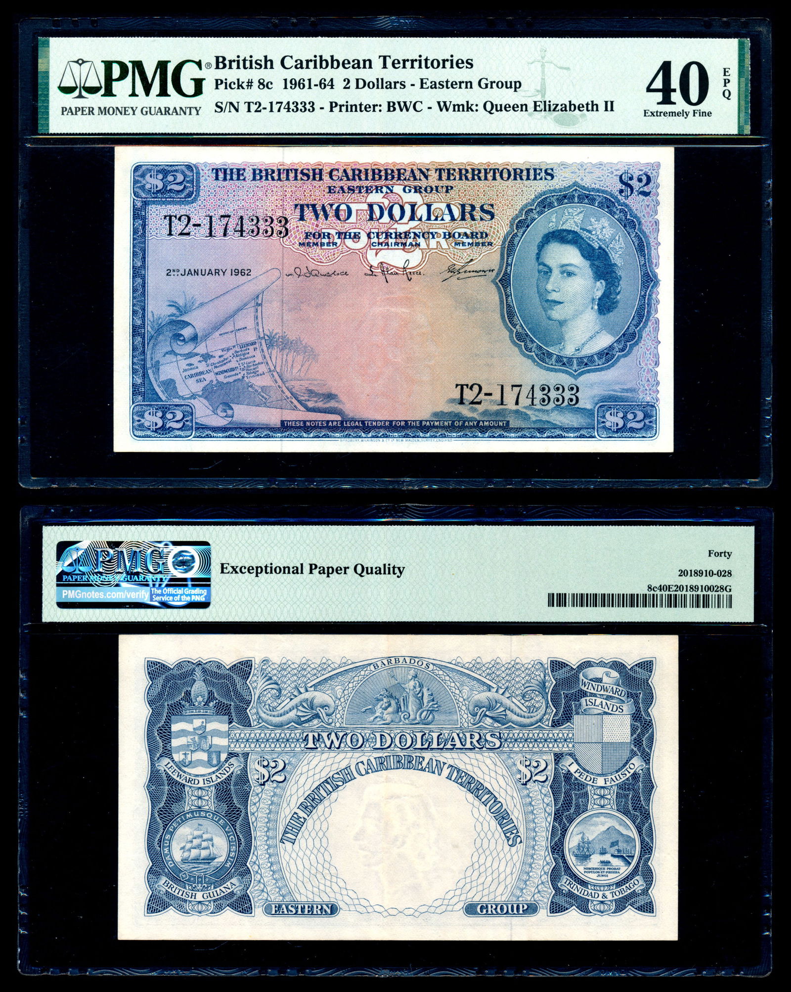 British Caribbean Territories $2 1962 QEII (1 of 1)