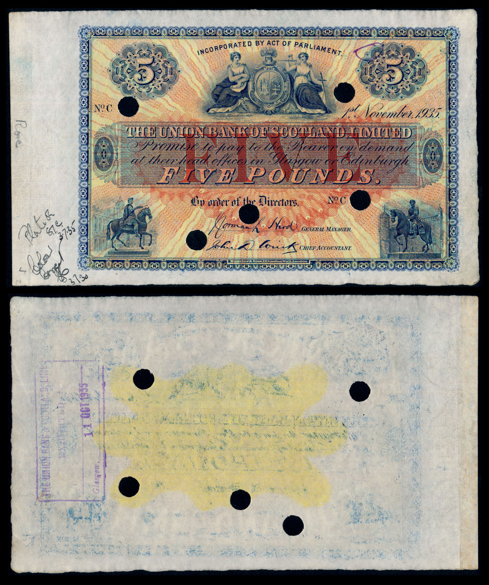 Scotland 5 Pounds 1935 specimen (1 of 1)