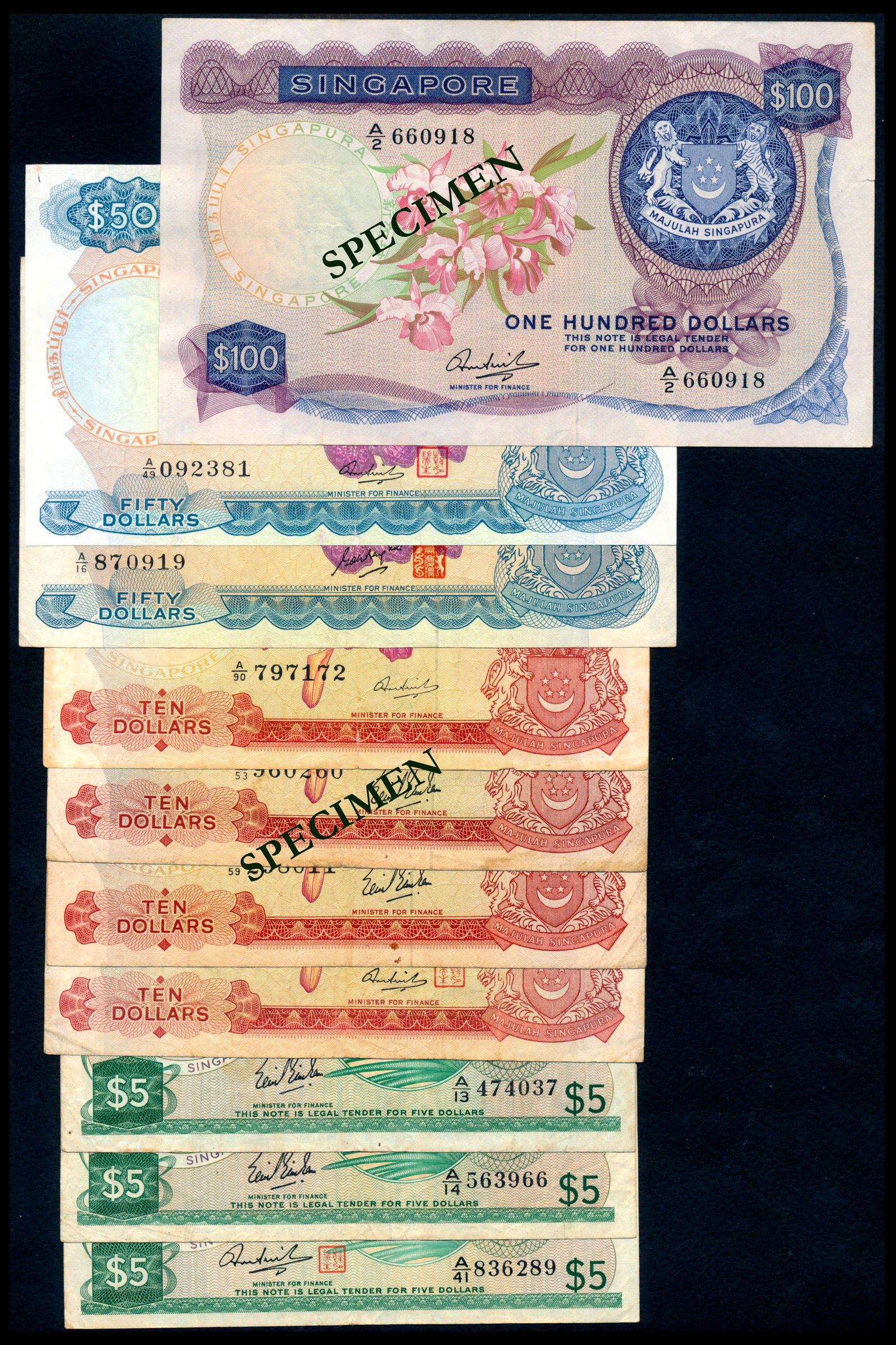 10 Singapore $5-$100 1967-73 (1 of 1)