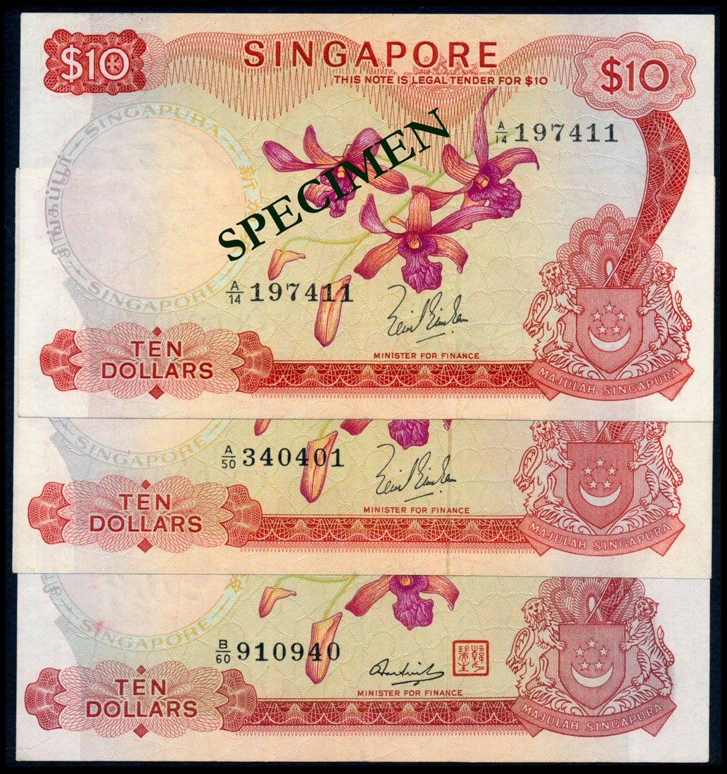 Singapore 3x$10 1967-73 (1 of 1)