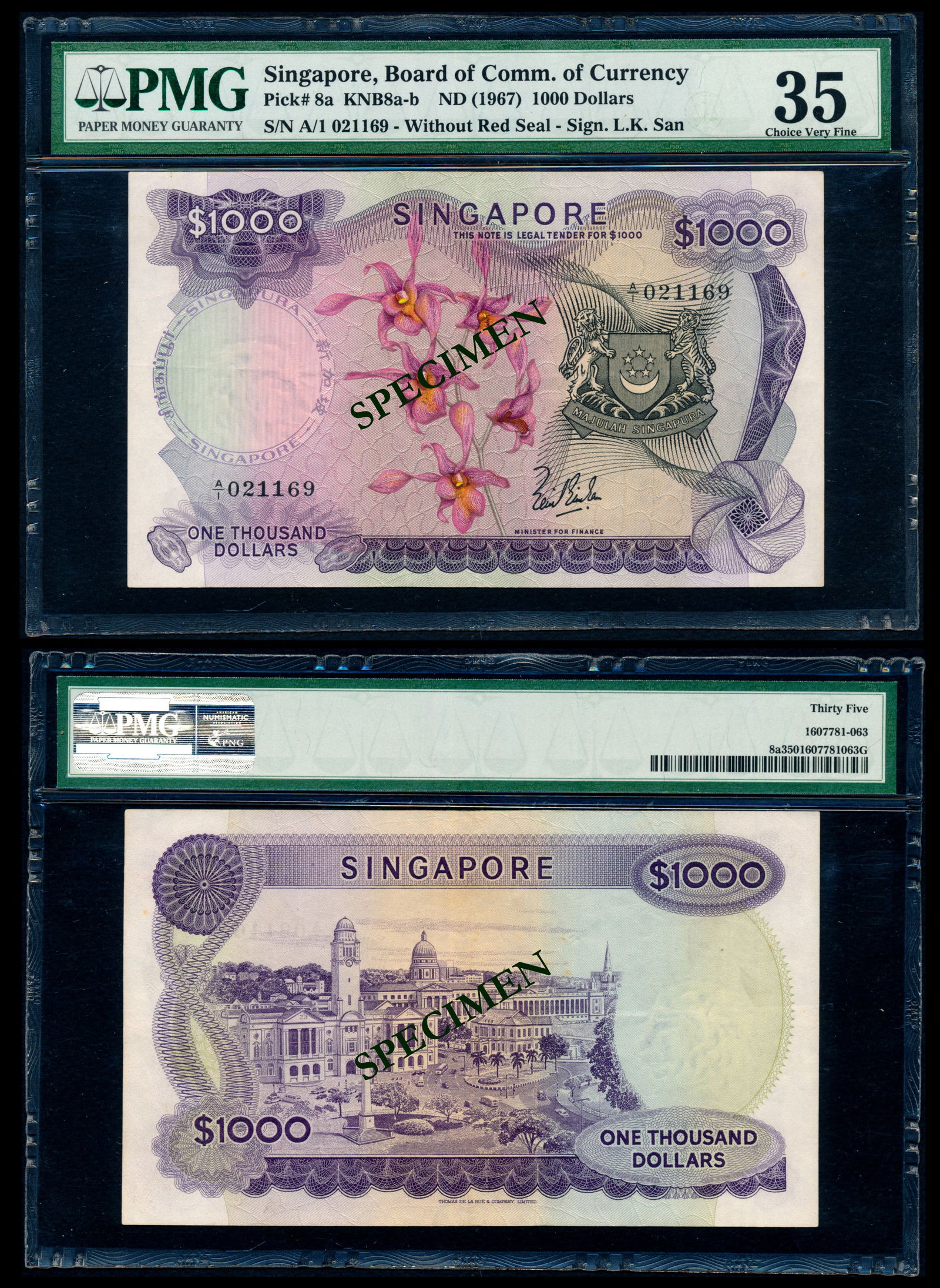 Singapore $1000 1967 LKS 1st prefix PMG (1 of 1)