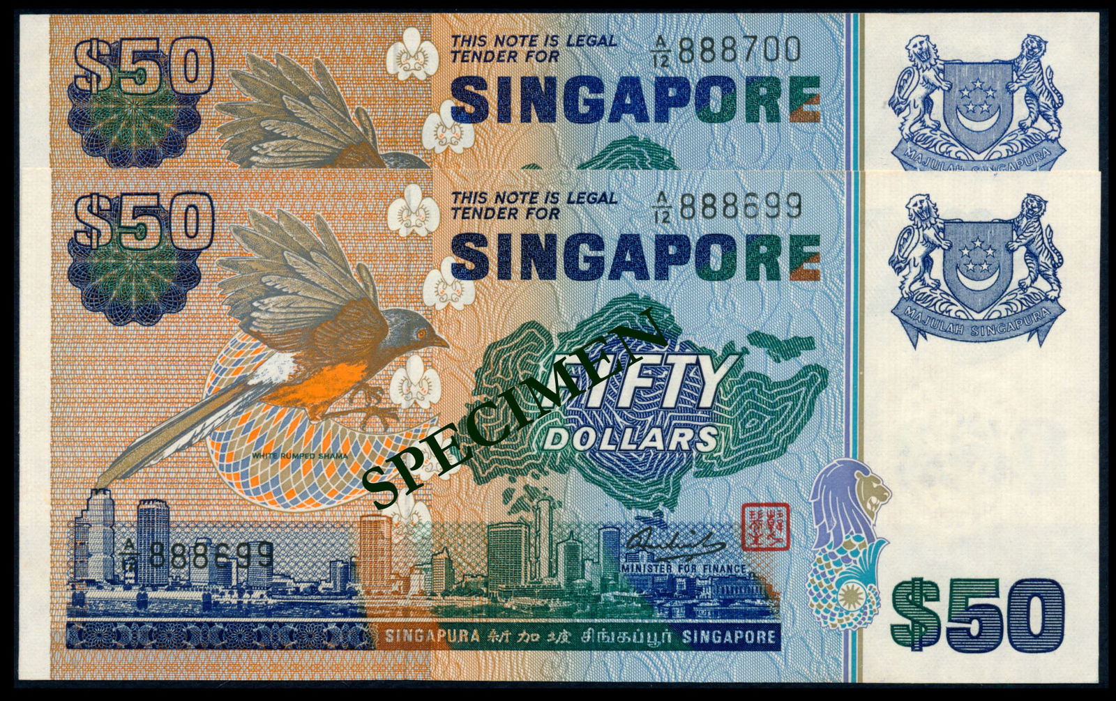 Singapore 2x$50 1976 bird (1 of 1)
