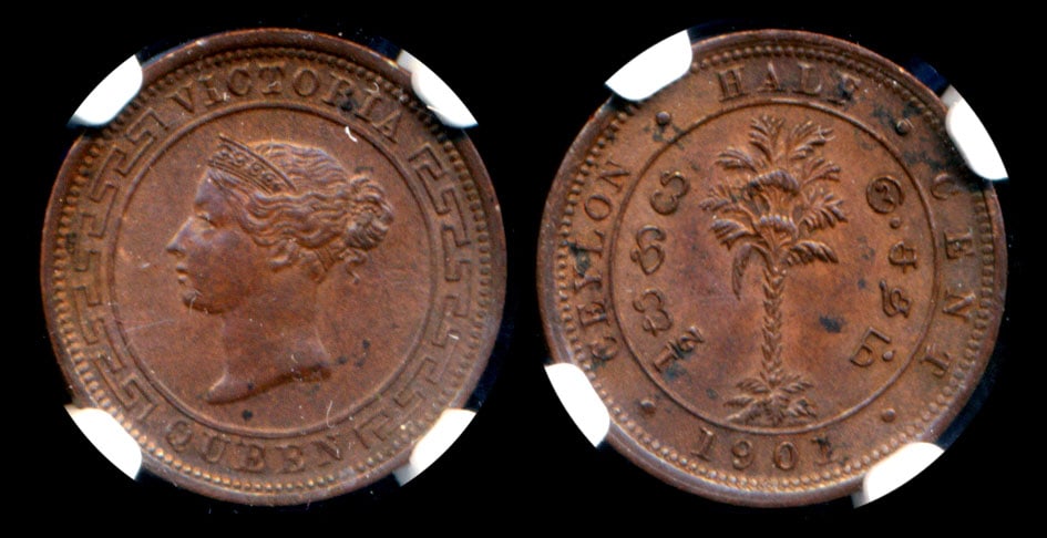 Ceylon QV 1/2c 1901 NGC (1 of 1)