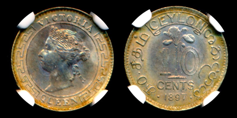 Ceylon QV 10c 1897 NGC (1 of 1)