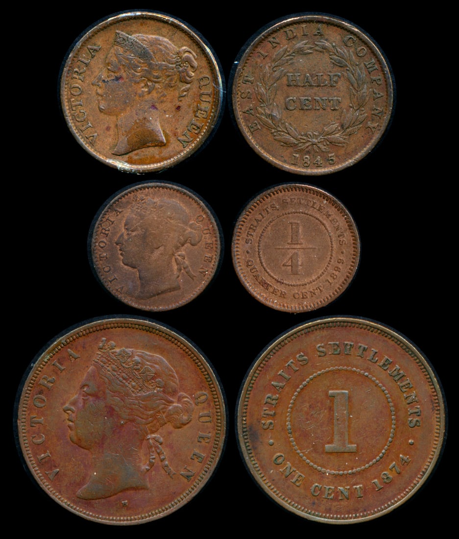 3 Straits Settlements 1c-1/2c 1845-99 (1 of 1)