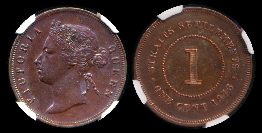 Straits Settlements QV 1c 1875 NGC (1 of 1)
