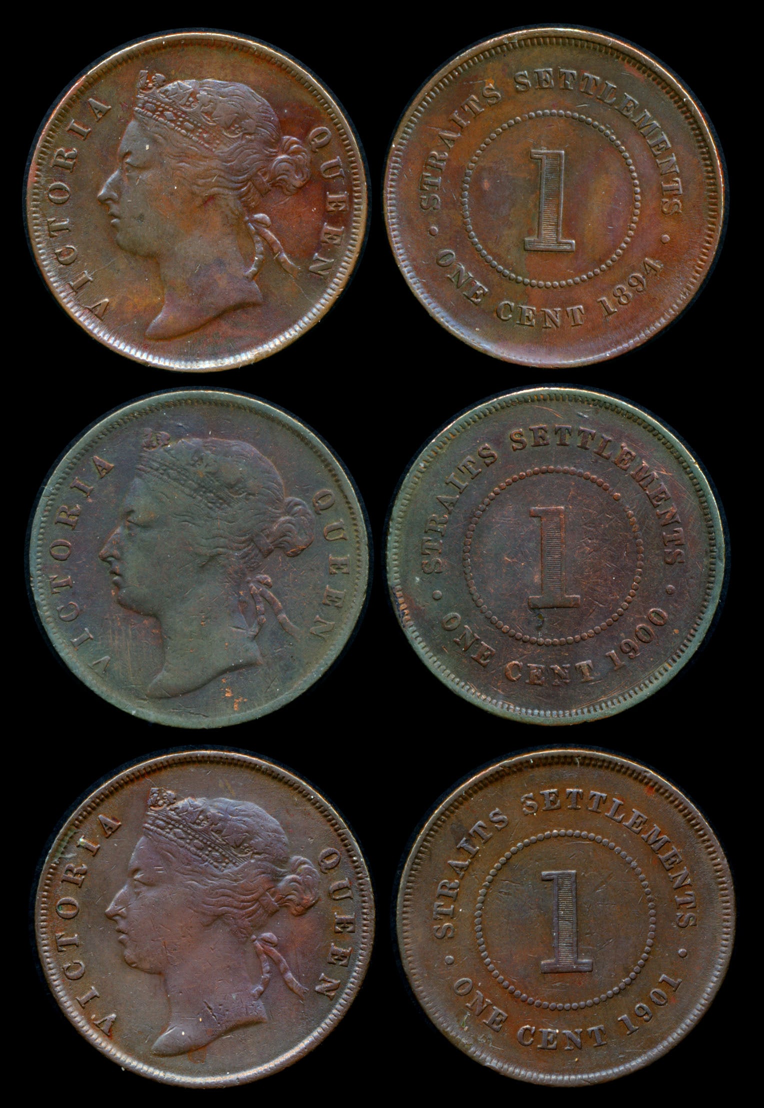 Straits Settlements QV 3x1c 1894-1901 (1 of 1)