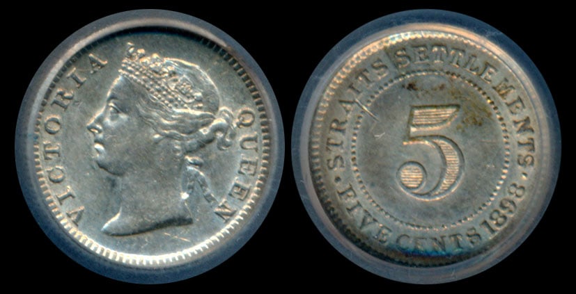 Straits Settlements QV 5c 1898 ICG (1 of 1)