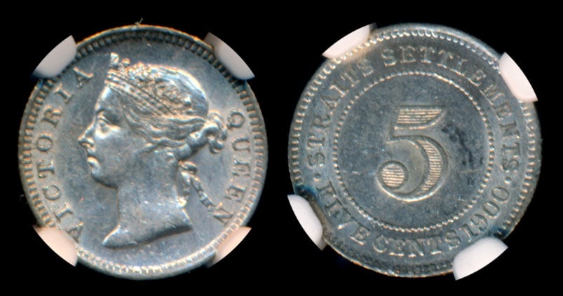 Straits Settlements QV 5c 1900 NGC (1 of 1)