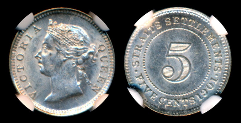 Straits Settlements QV 5c 1901 NGC (1 of 1)