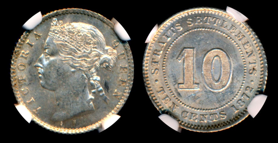 Straits Settlements QV 10c 1872H NGC (1 of 1)