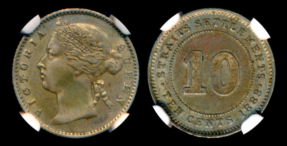 Straits Settlements QV 10c 1883 NGC (1 of 1)