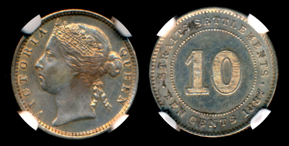 Straits Settlements QV 10c 1887 NGC (1 of 1)