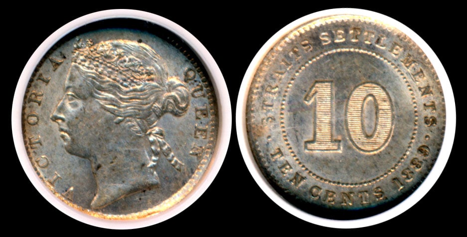 Straits Settlements QV 10c 1889 NGC (1 of 1)