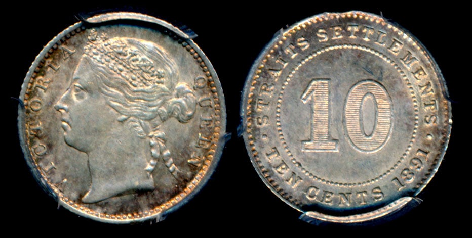 Straits Settlements QV 10c 1891 PCGS (1 of 1)