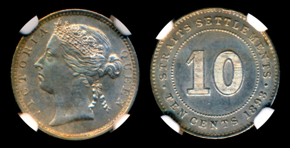 Straits Settlements QV 10c 1893 NGC (1 of 1)