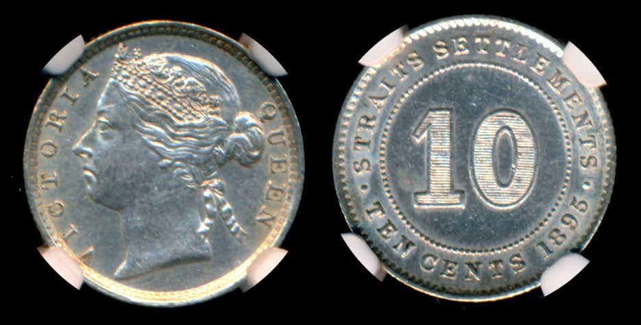 Straits Settlements QV 10c 1895 NGC (1 of 1)