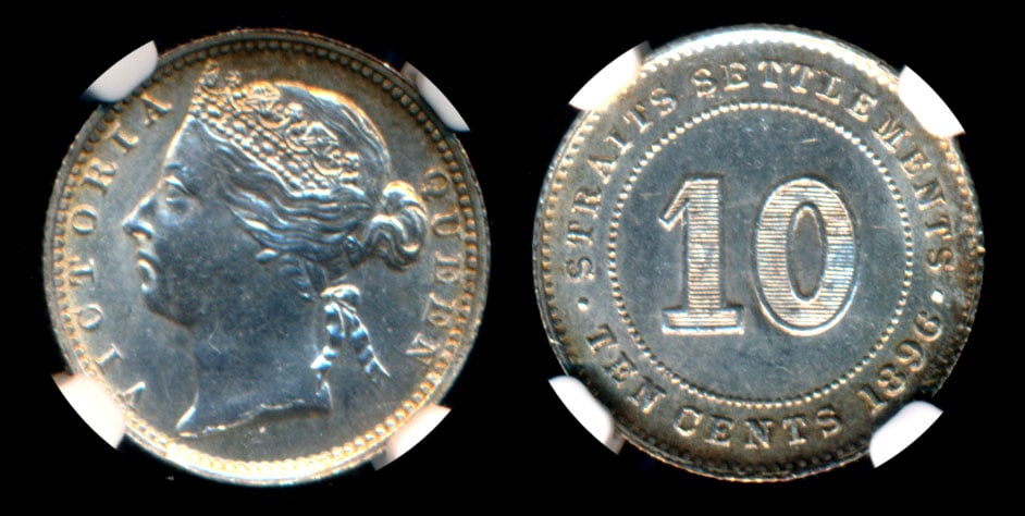 Straits Settlements QV 10c 1896 NGC (1 of 1)