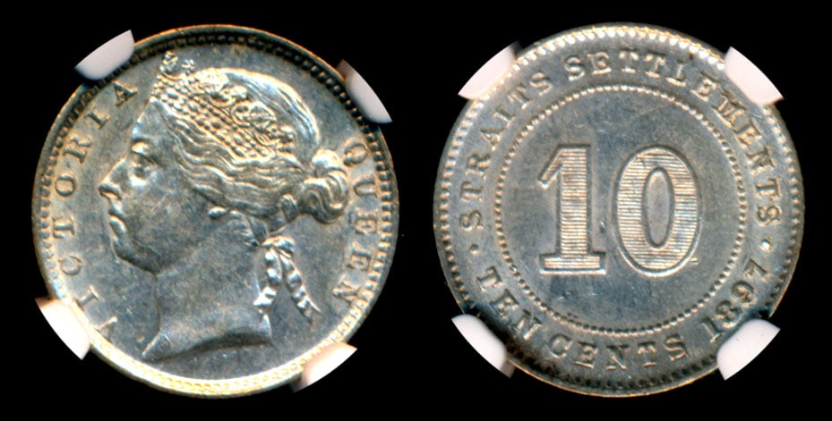 Straits Settlements QV 10c 1897 NGC (1 of 1)