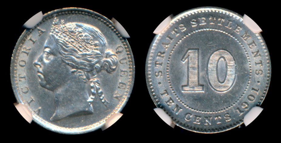 Straits Settlements QV 10c 1901 NGC (1 of 1)