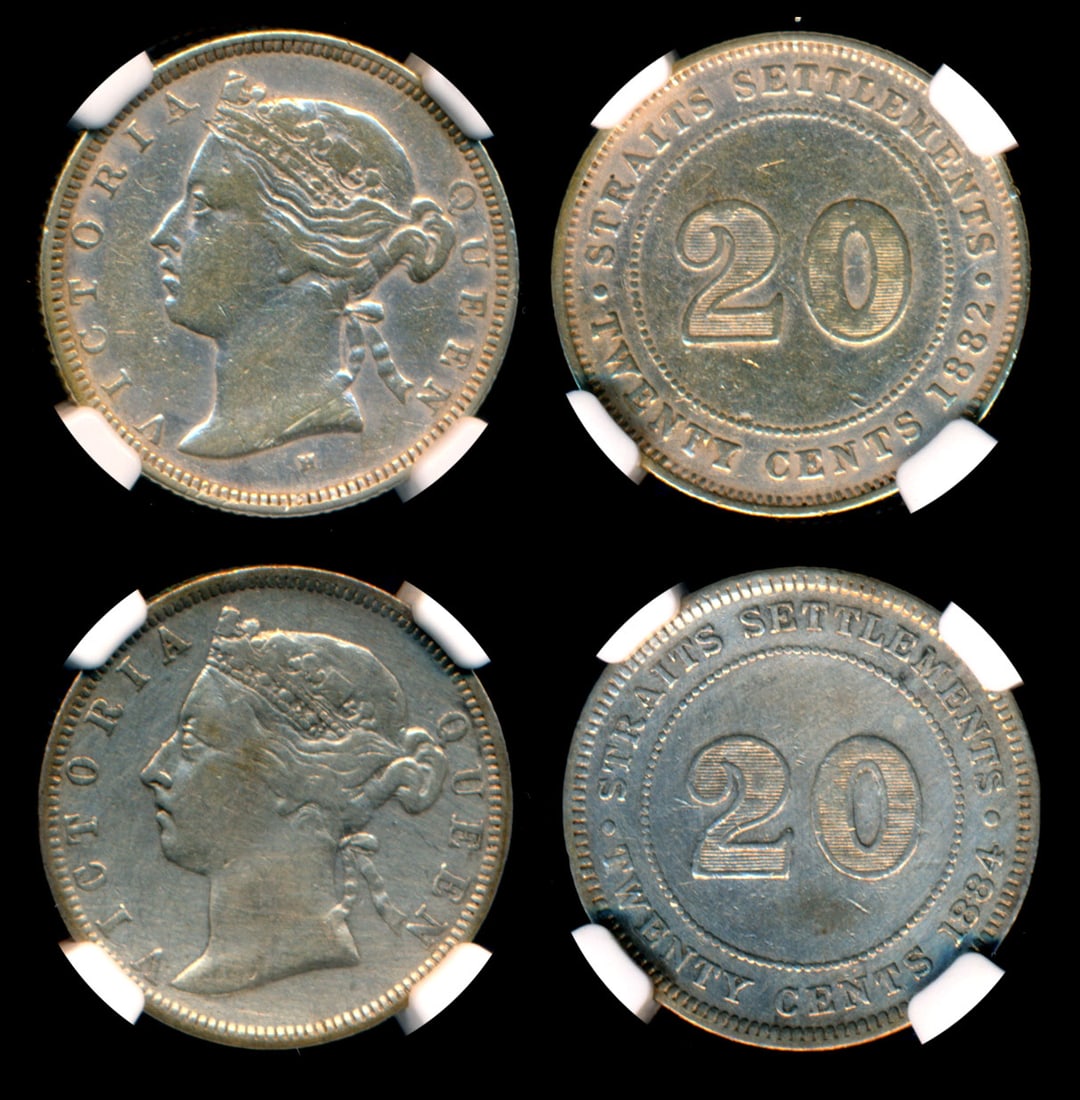 Straits Settlements QV 20c 1882H 1884 NGC (1 of 1)