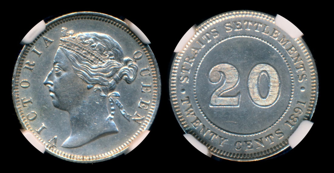 Straits Settlements QV 20c 1891 NGC (1 of 1)