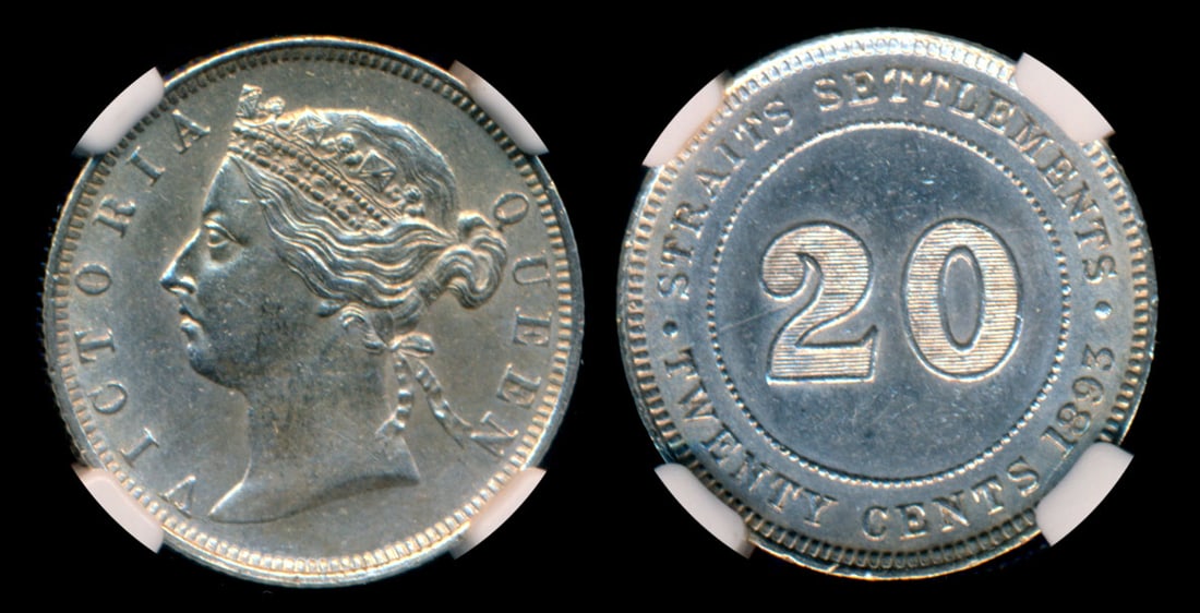 Straits Settlements QV 20c 1893 NGC (1 of 1)