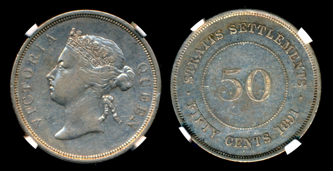 Straits Settlements QV 50c 1891 NGC (1 of 1)