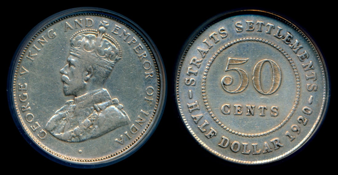 Straits Settlements KGV 50c 1920 dot (1 of 1)