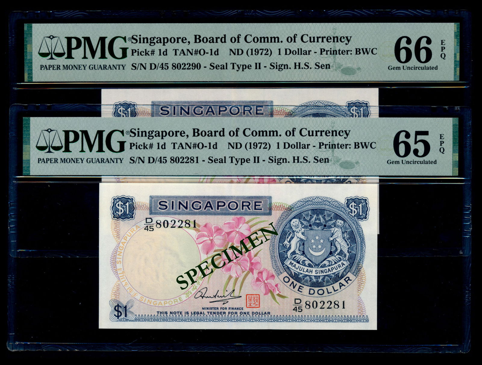 Singapore 10x$1 1972 HSS w/seal PMG (1 of 1)