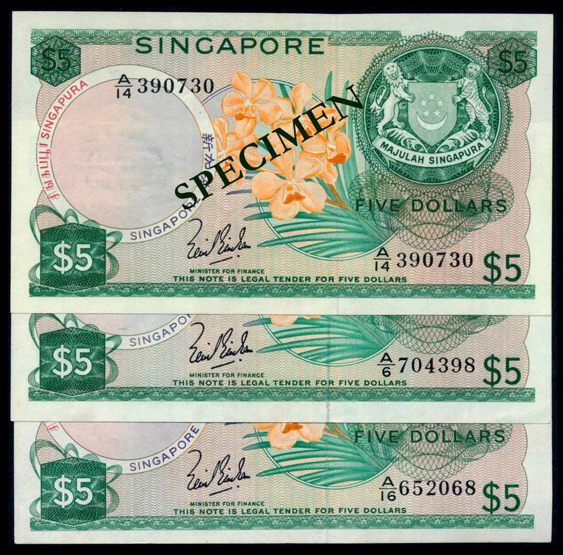 Singapore 3x$5 1967 LKS (1 of 1)
