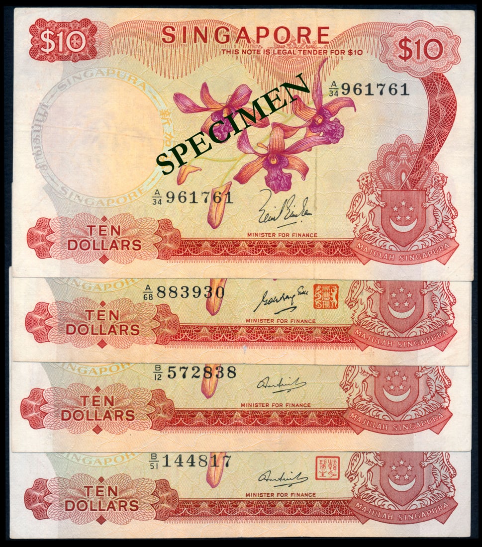 Singapore 4x$10 1967-73 (1 of 1)