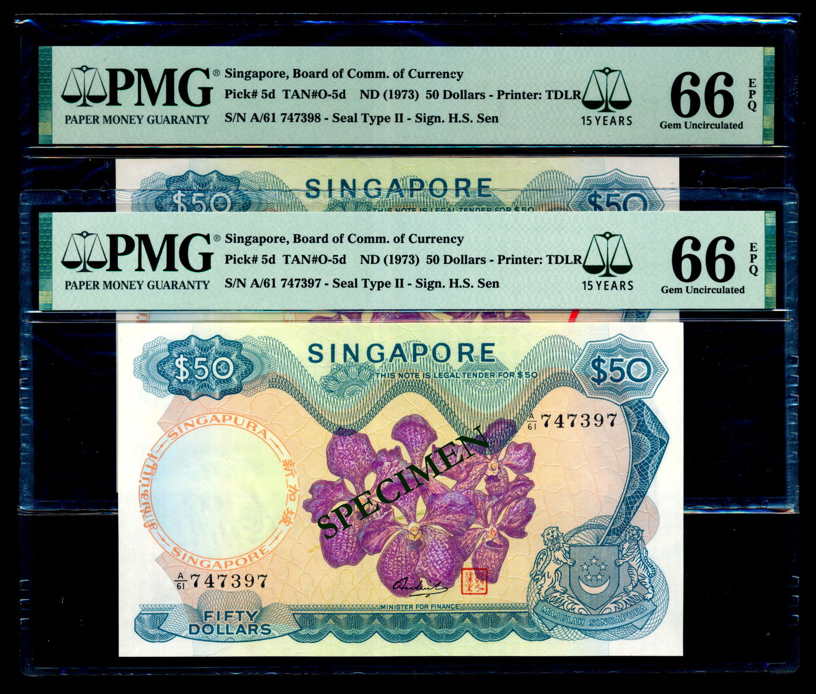 Singapore 2x$50 1973 PMG (1 of 1)
